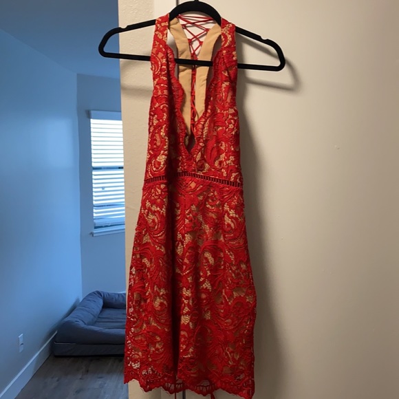 NWOT Plunging Red Dress - Picture 5 of 5